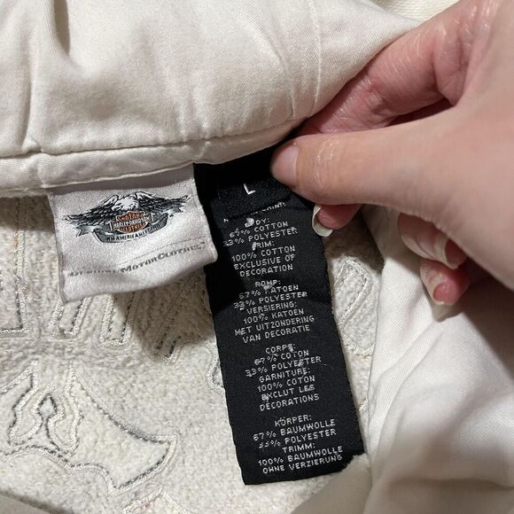 Harley Davidson Coat Women Large Blazer Hooded Fleece Pea Coat Embroidered Biker - Picture 3 of 16